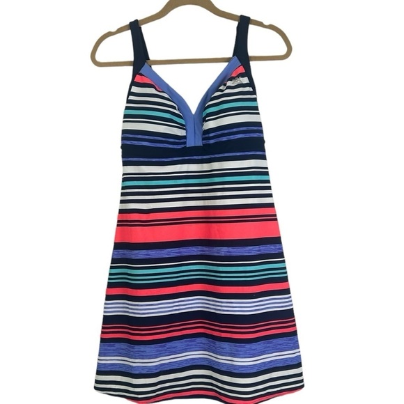 ZeroXposur Women's SZ M Striped Activewear Outdoor Swim Padded Bra Dress Tennis - Picture 1 of 8